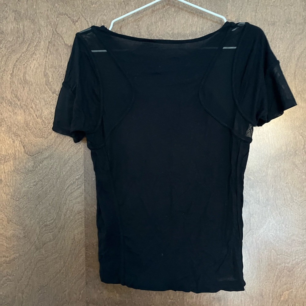 All Saints black shirt with mesh details